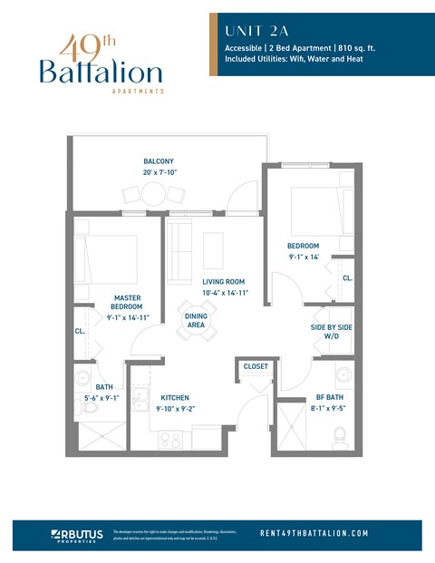A floor plan for a 40th Battalion apartment unit.